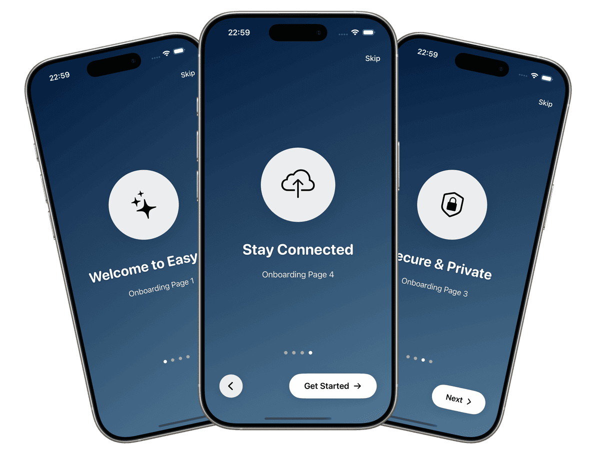 SwiftUI onboarding screen template with interactive animations