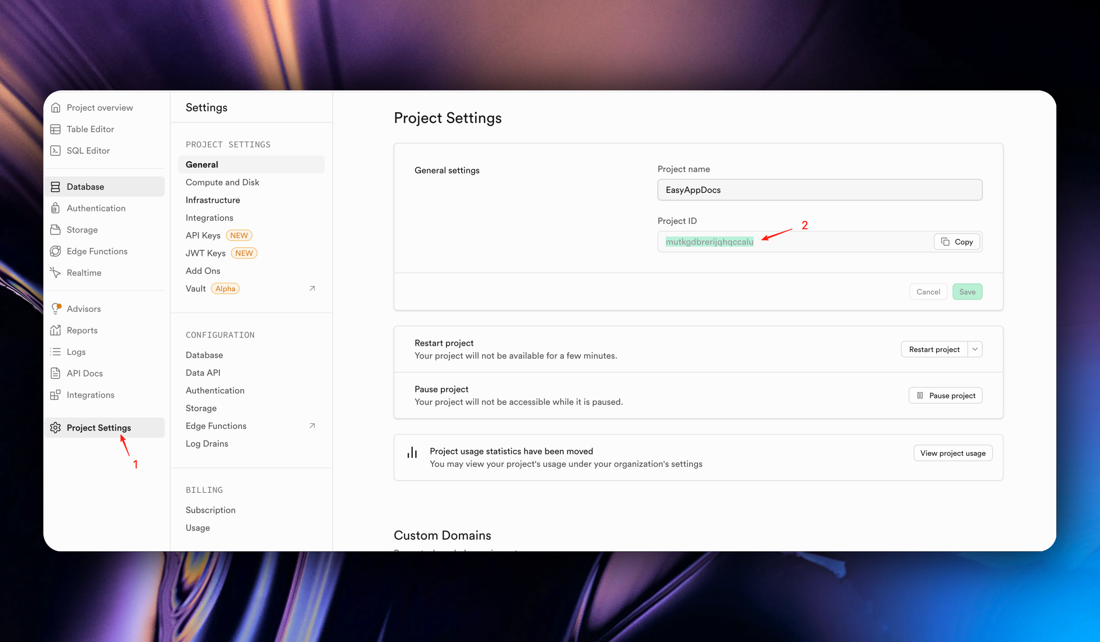 findSupabaseProjectID